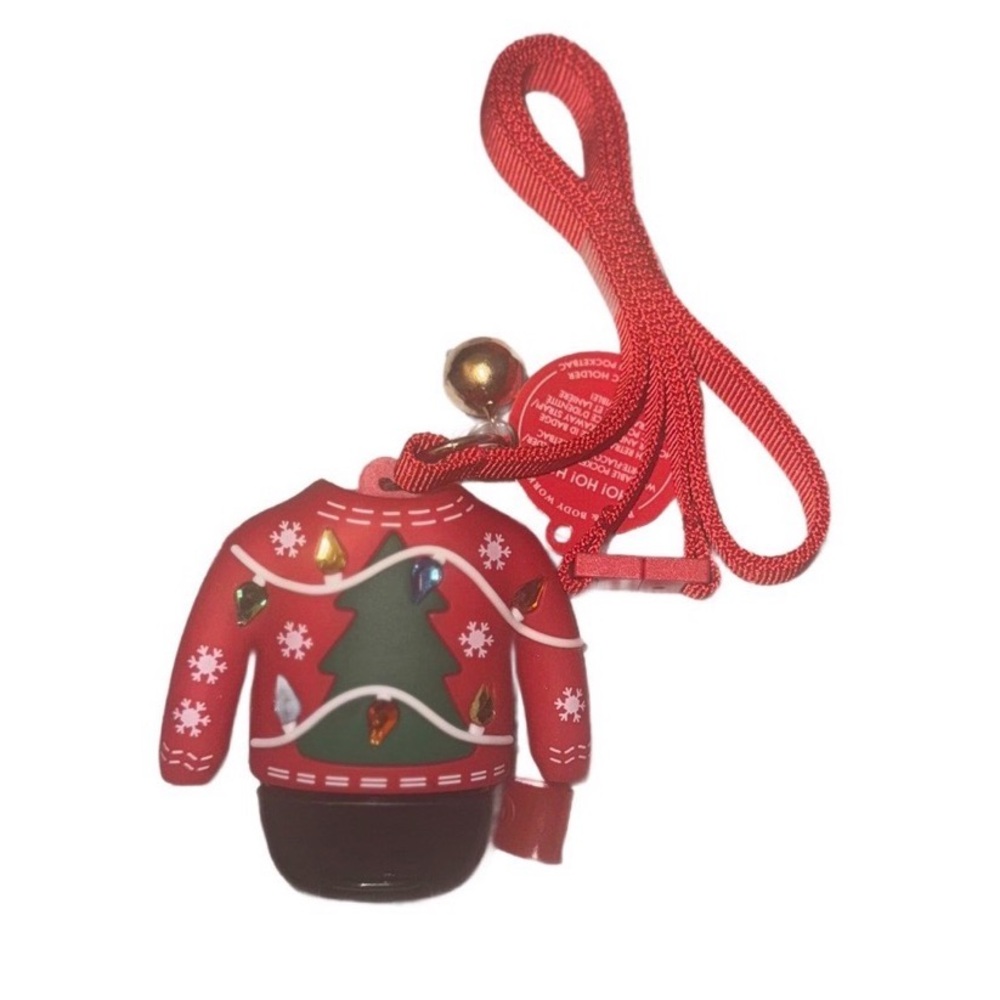 Bath & Body Works Christmas Ugly Sweater pocketbac Holder Bell sanitizer